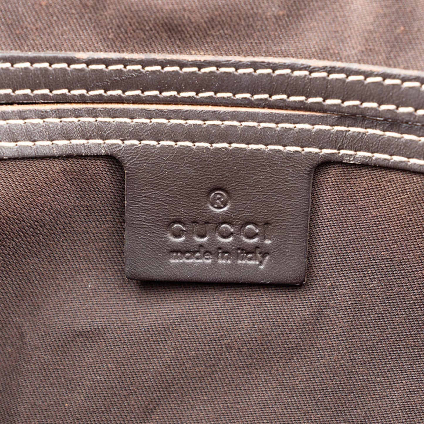 Gucci Beige Brown Canvas Leather Shoulder Bag ( )