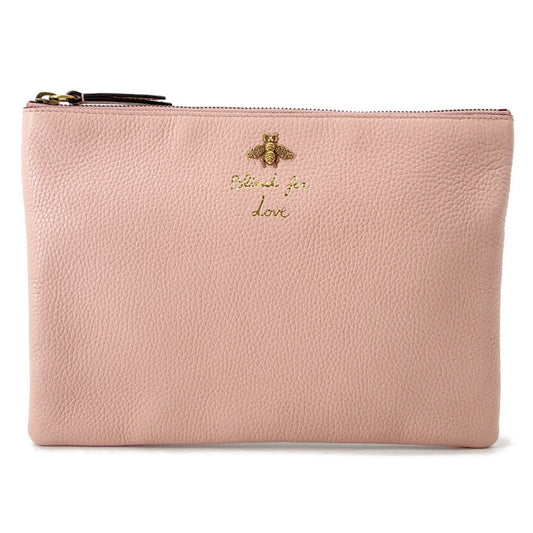 Gucci Brown Pink Leather Clutch Bag ( )