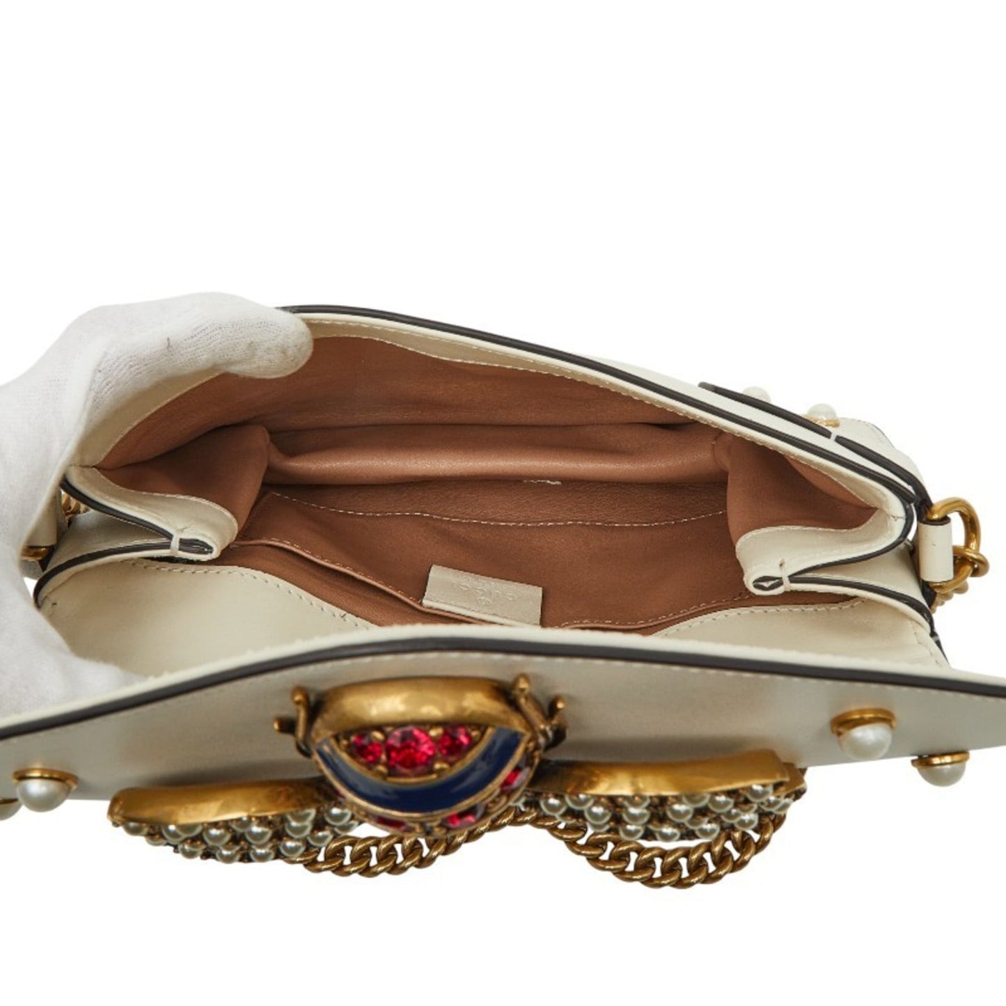 Gucci Multi-Color White Leather Handbag Shoulder Bag ( )