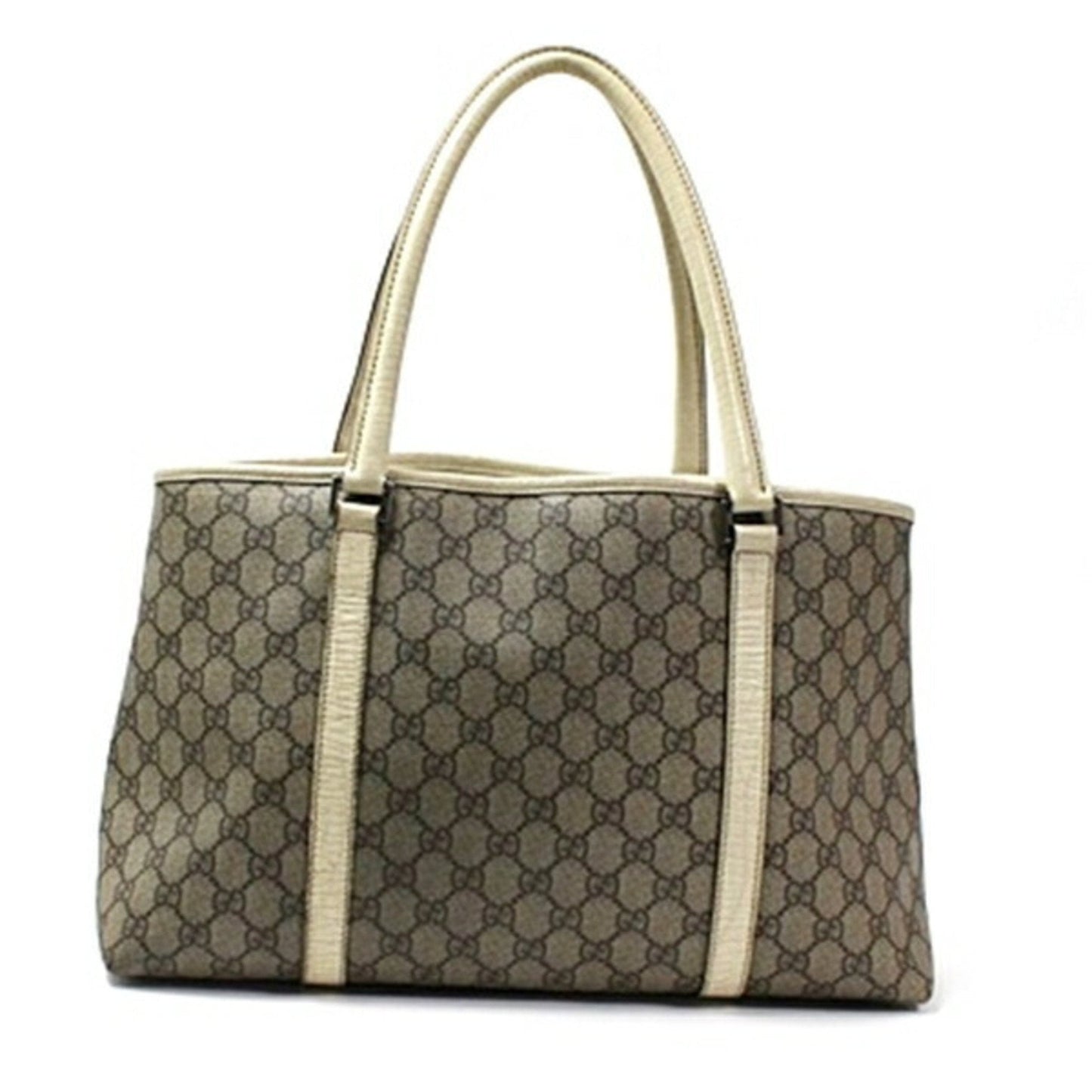 Gucci Beige Brown Dark Brown Leather Tote Bag ( )