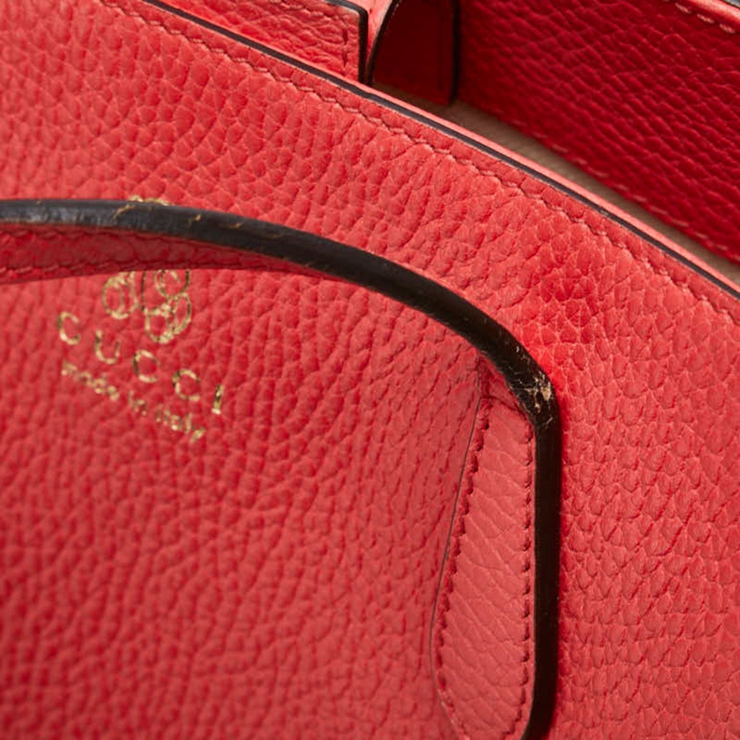 Gucci Pink Red Color Leather Handbag Tote Bag ( )