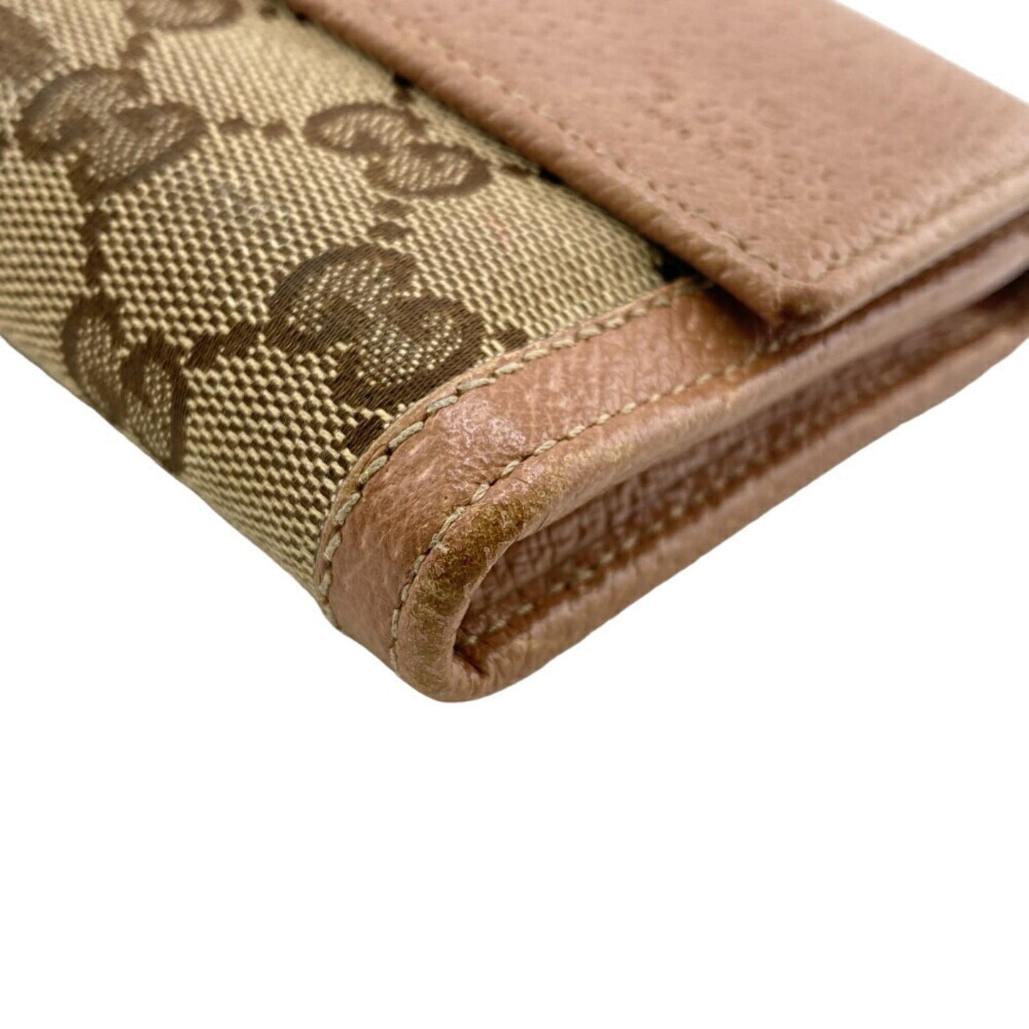 Gucci Beige Pink Canvas Leather Long Wallet (Bi-Fold) ( )