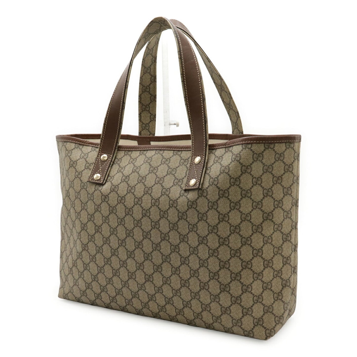 Gucci Gg Plus Beige Brown Khaki Gg Supreme Leather Shoulder Bag Tote Bag ( )