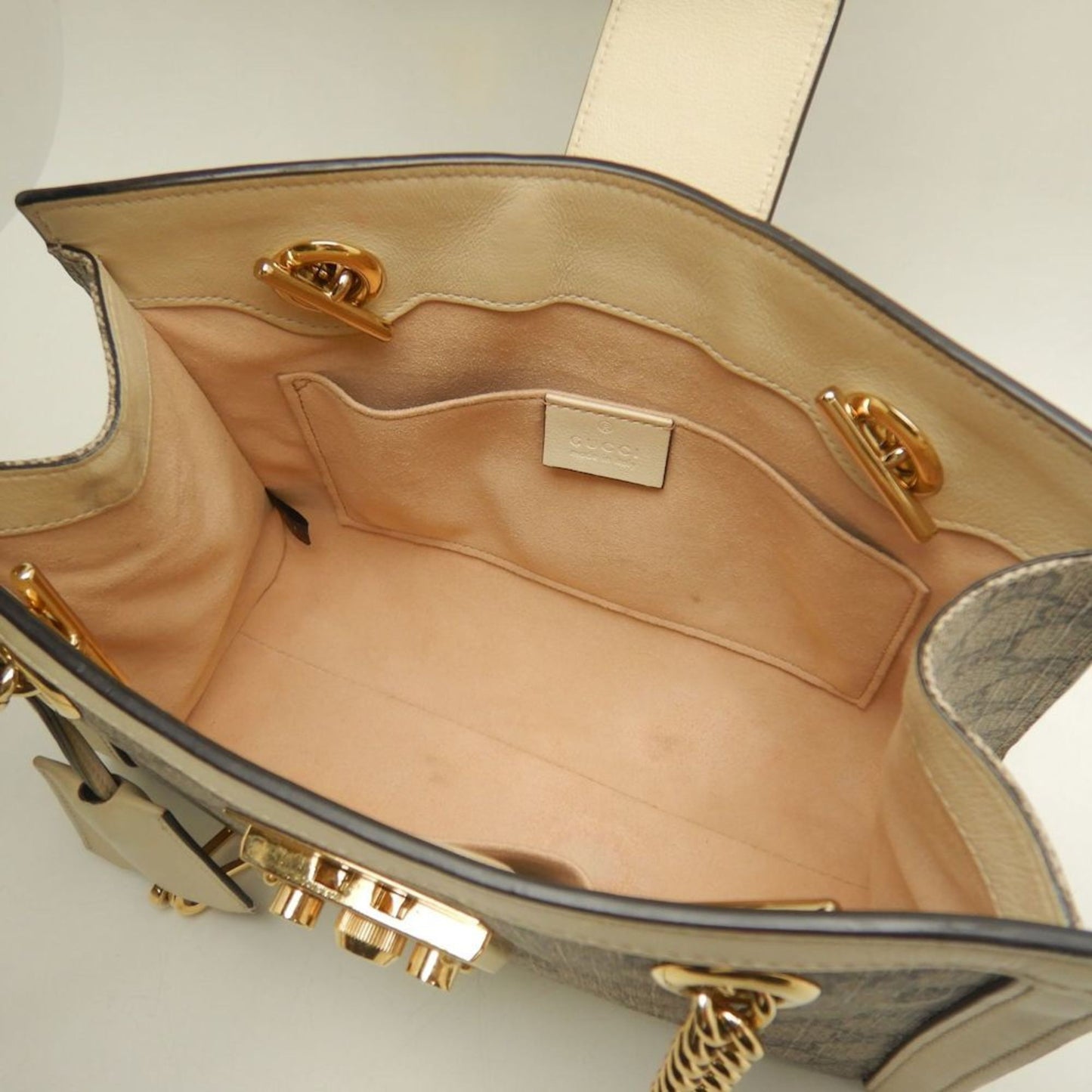 Gucci Padlock Beige Ivory Gg Supreme Tote Bag ( )