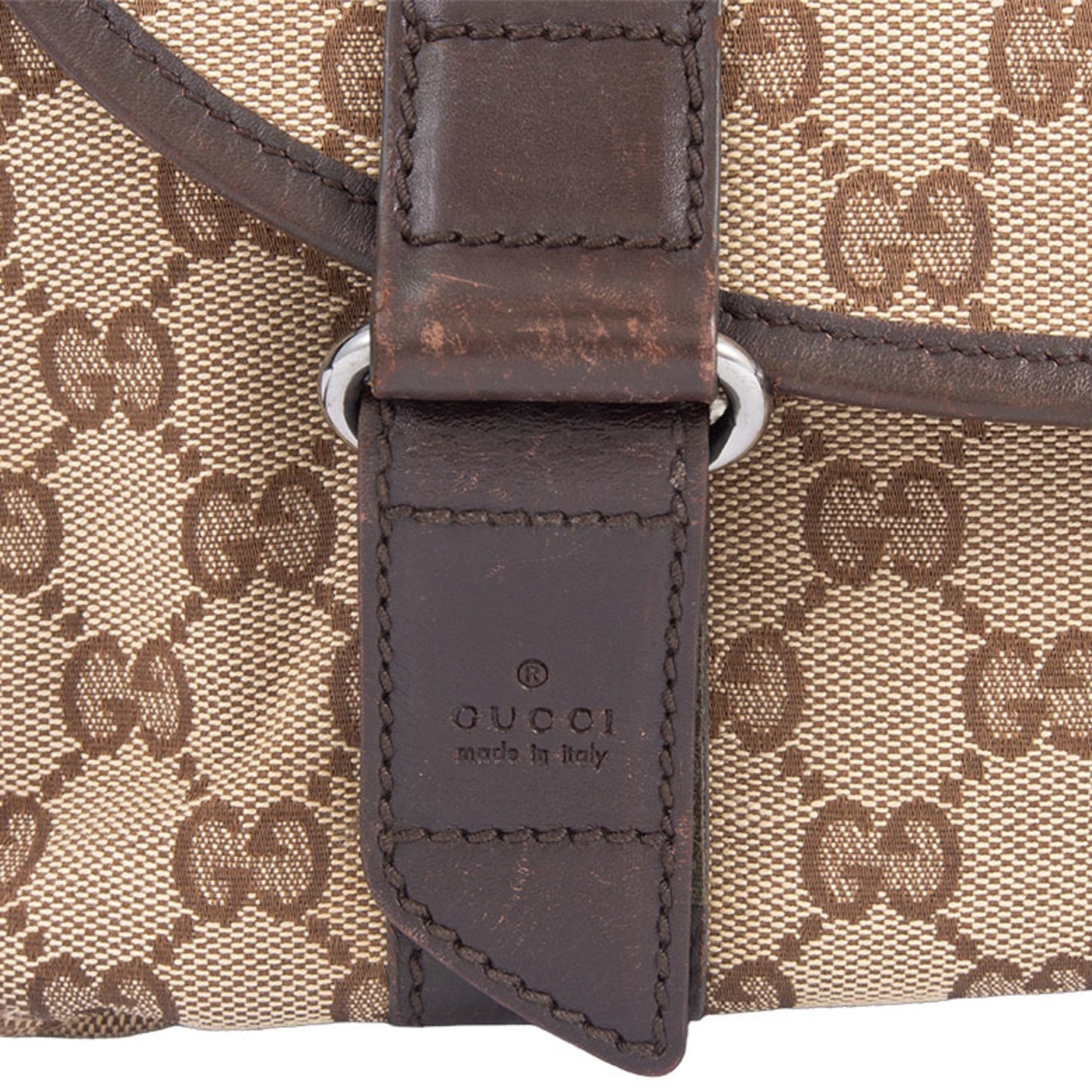 Gucci Beige Brown Gg Canvas Leather Shoulder Bag ( )