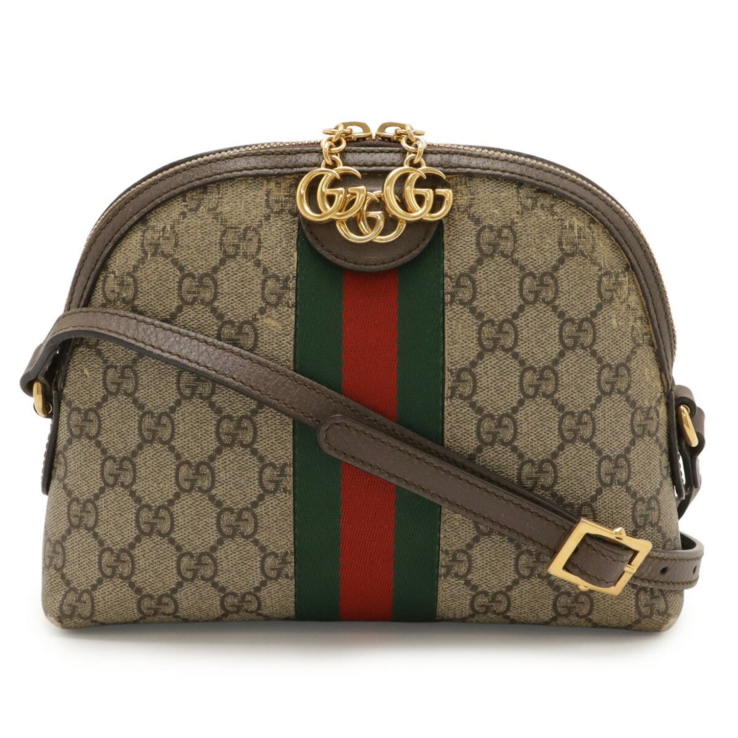 Gucci Sherry Line Beige Green Red Color Gg Supreme Leather Pochette Shoulder Bag ( )