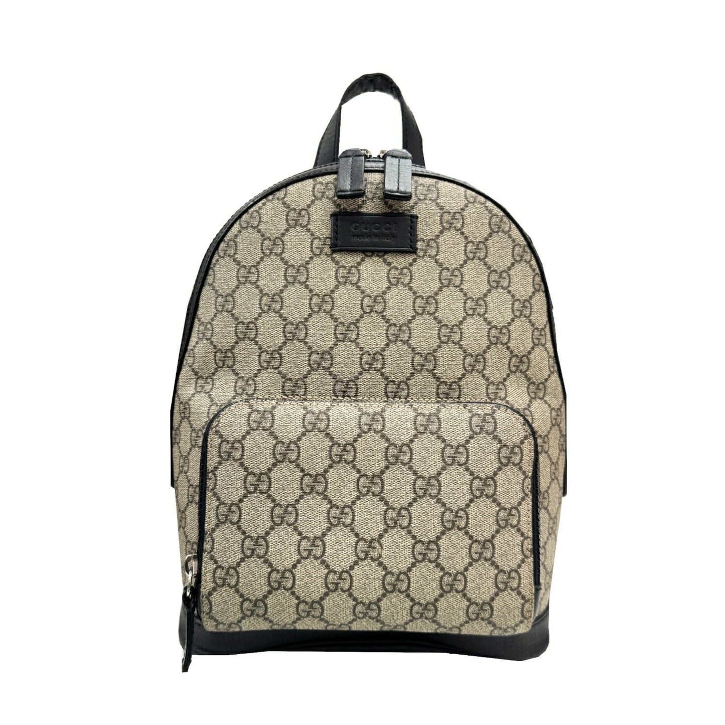 Gucci Beige Black Gg Supreme Leather Backpack ( )