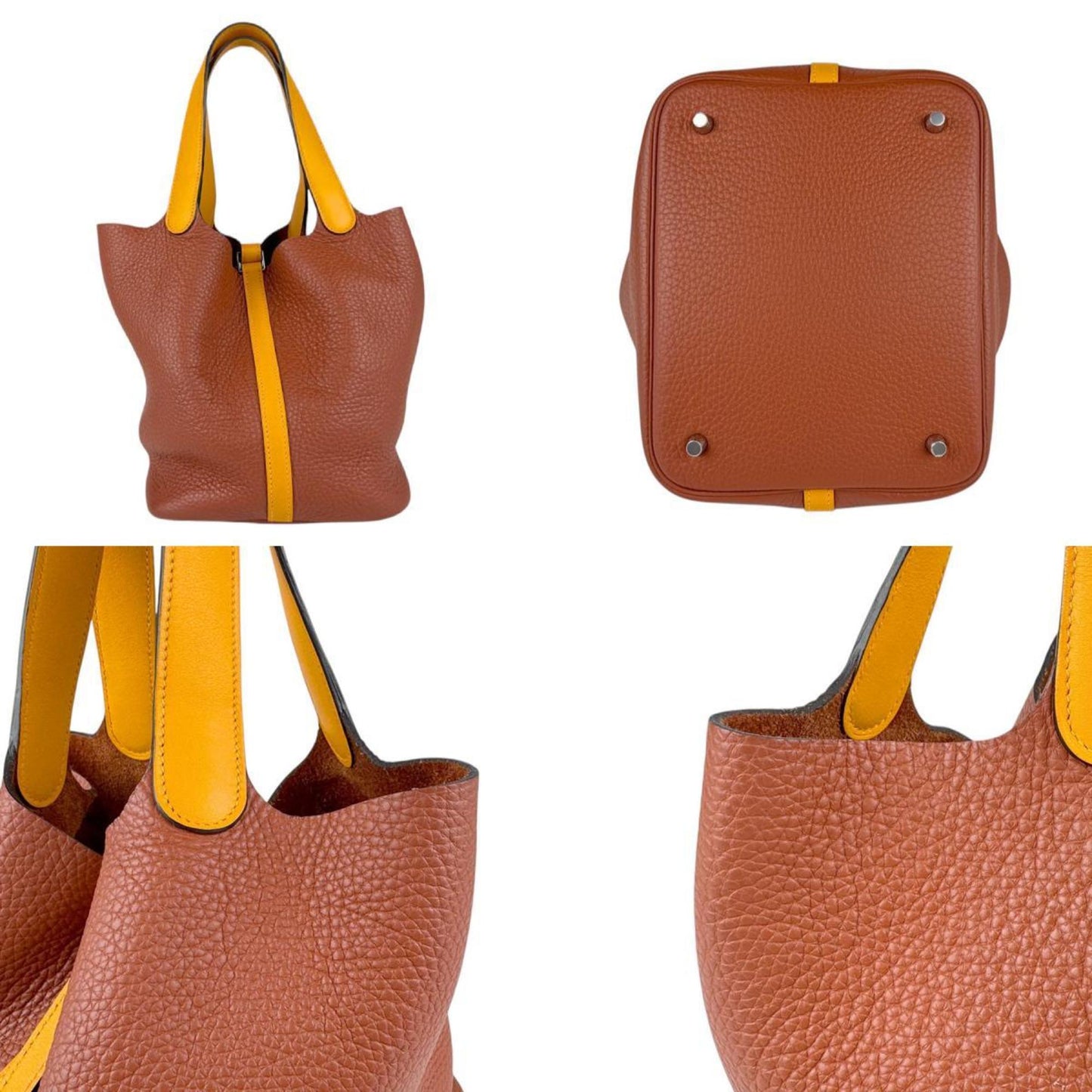 Hermes Brown Red Brown Taurillon Clemence Leather Swift Leather Handbag ( )