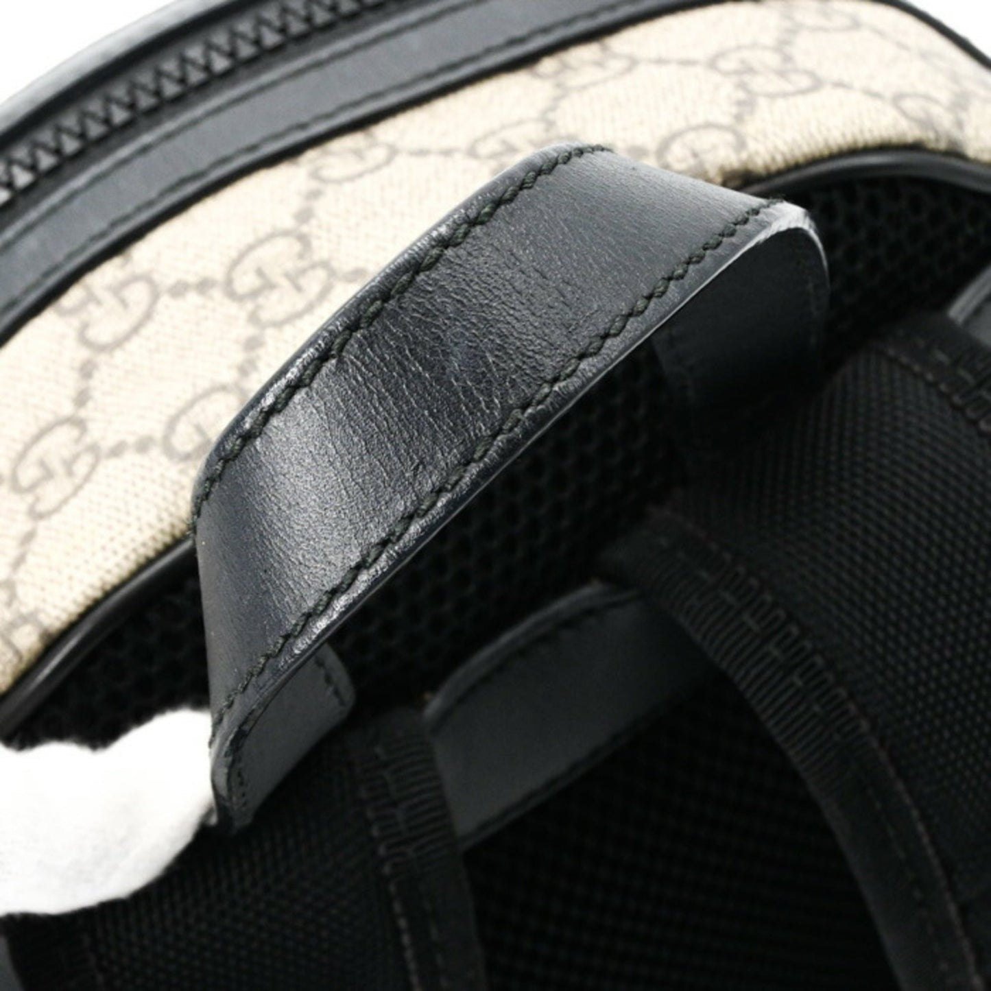 Gucci Beige Black Gg Supreme Leather Backpack ( )