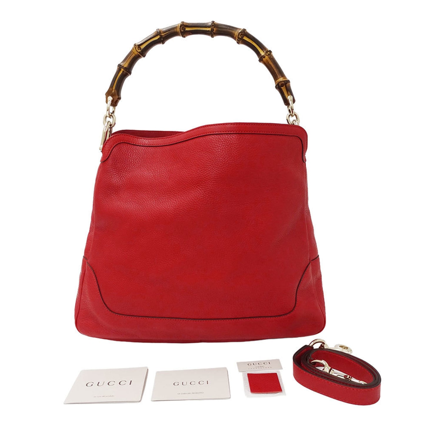 Gucci Red Color Leather Handbag Shoulder Bag ( )