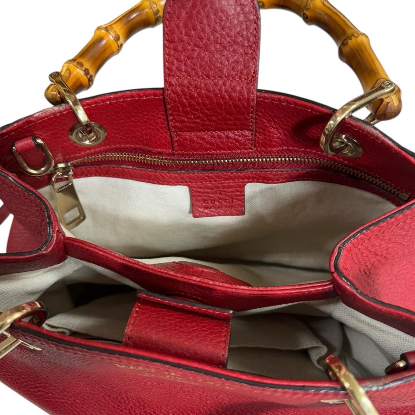Gucci Red Color Bamboo Shoulder Bag ( )