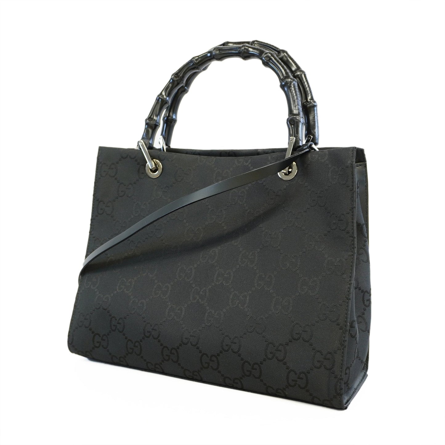 Gucci Bamboo Black Nylon Handbag