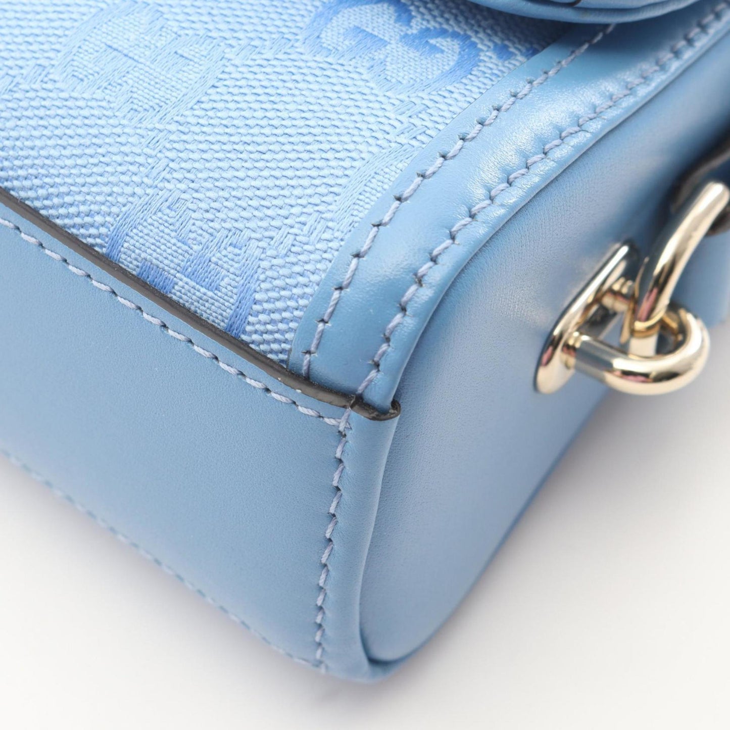 Gucci Blue Canvas Leather Shoulder Bag ( )