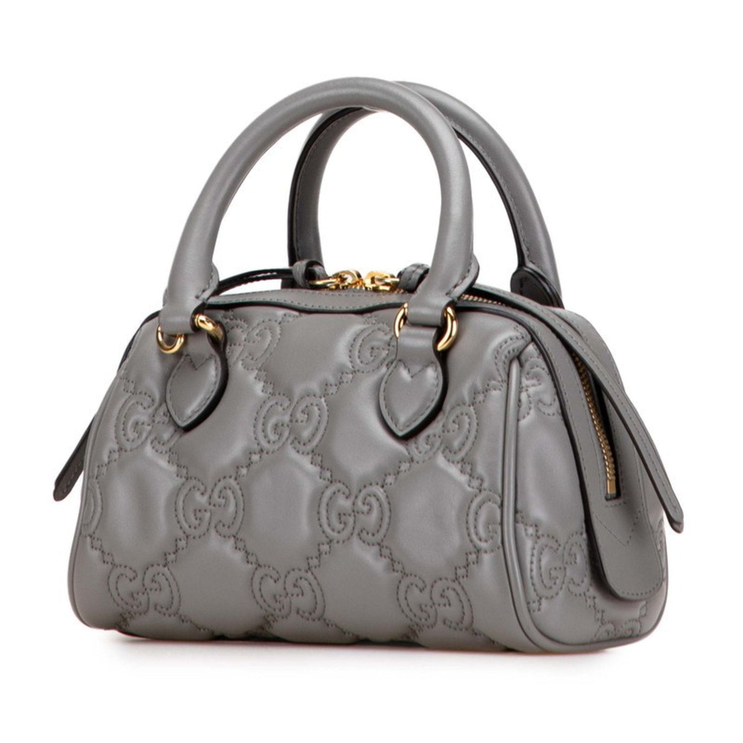 Gucci Gray Leather Boston Bag Shoulder Bag ( )