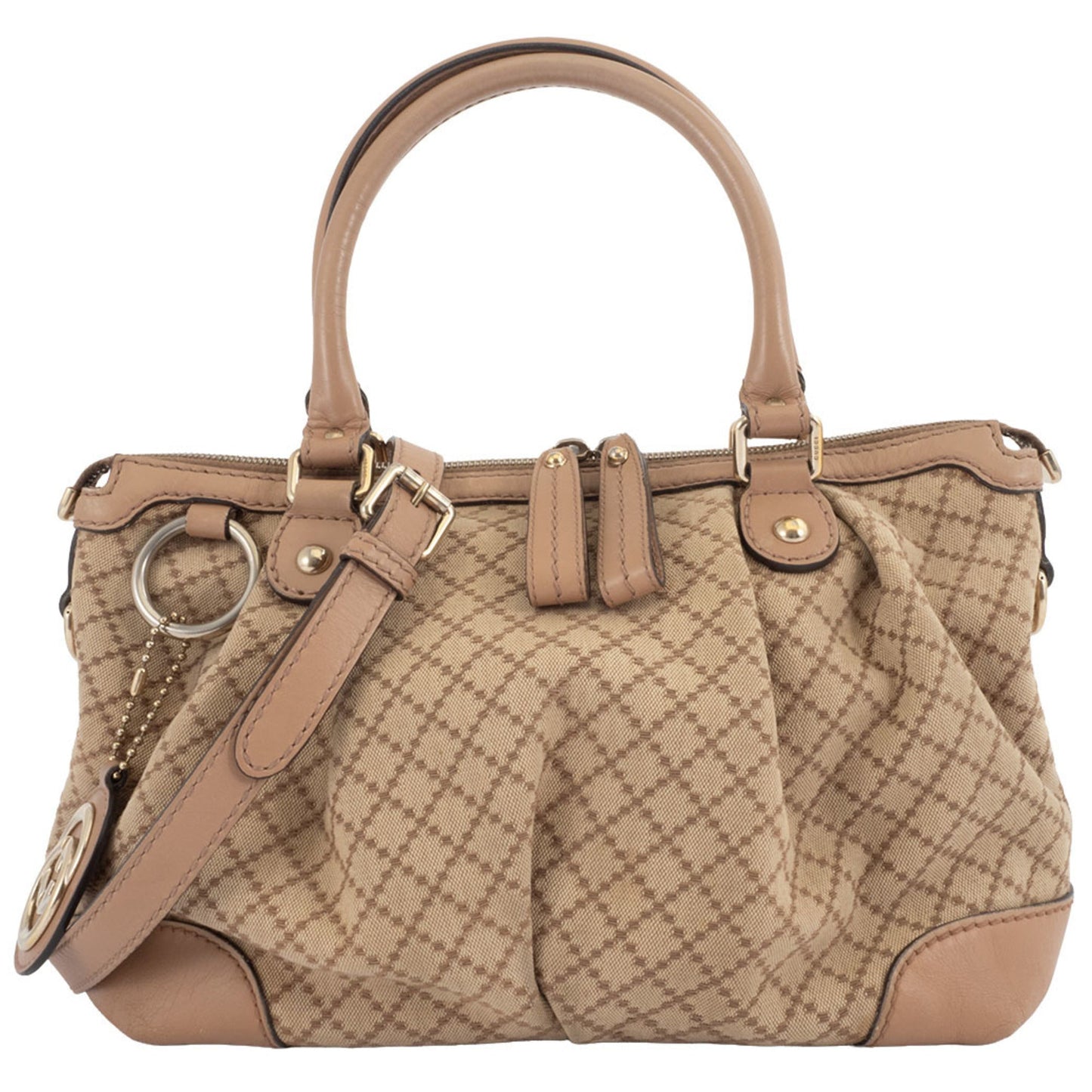 Gucci Diamante Beige Canvas Leather Handbag Shoulder Bag ( )