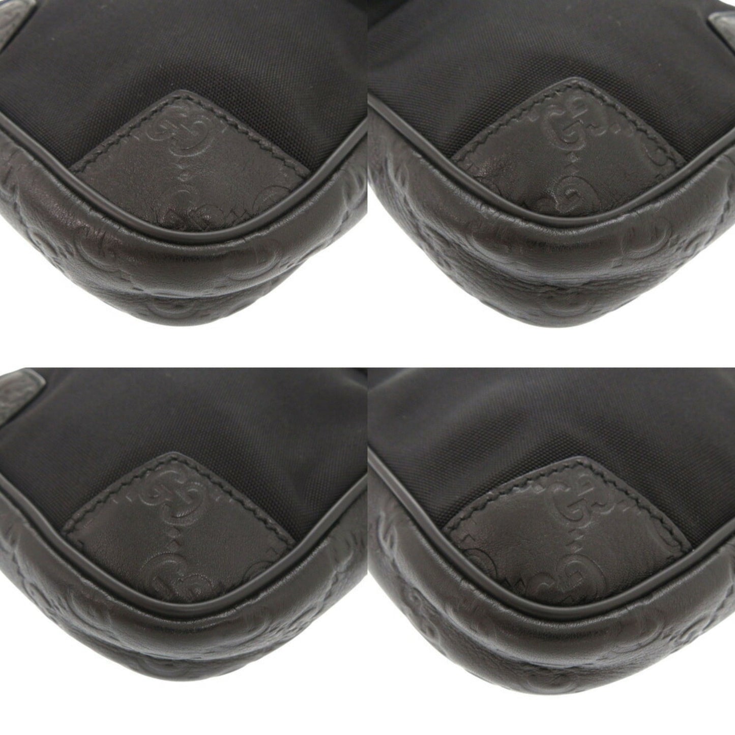 Gucci Black Nylon Gg Leather Fanny Pack Shoulder Bag ( )