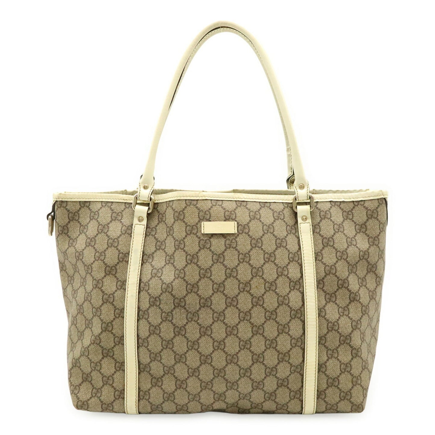 Gucci Dark Beige Ivory Gg Supreme Patent Leather Shoulder Bag Tote Bag ( )