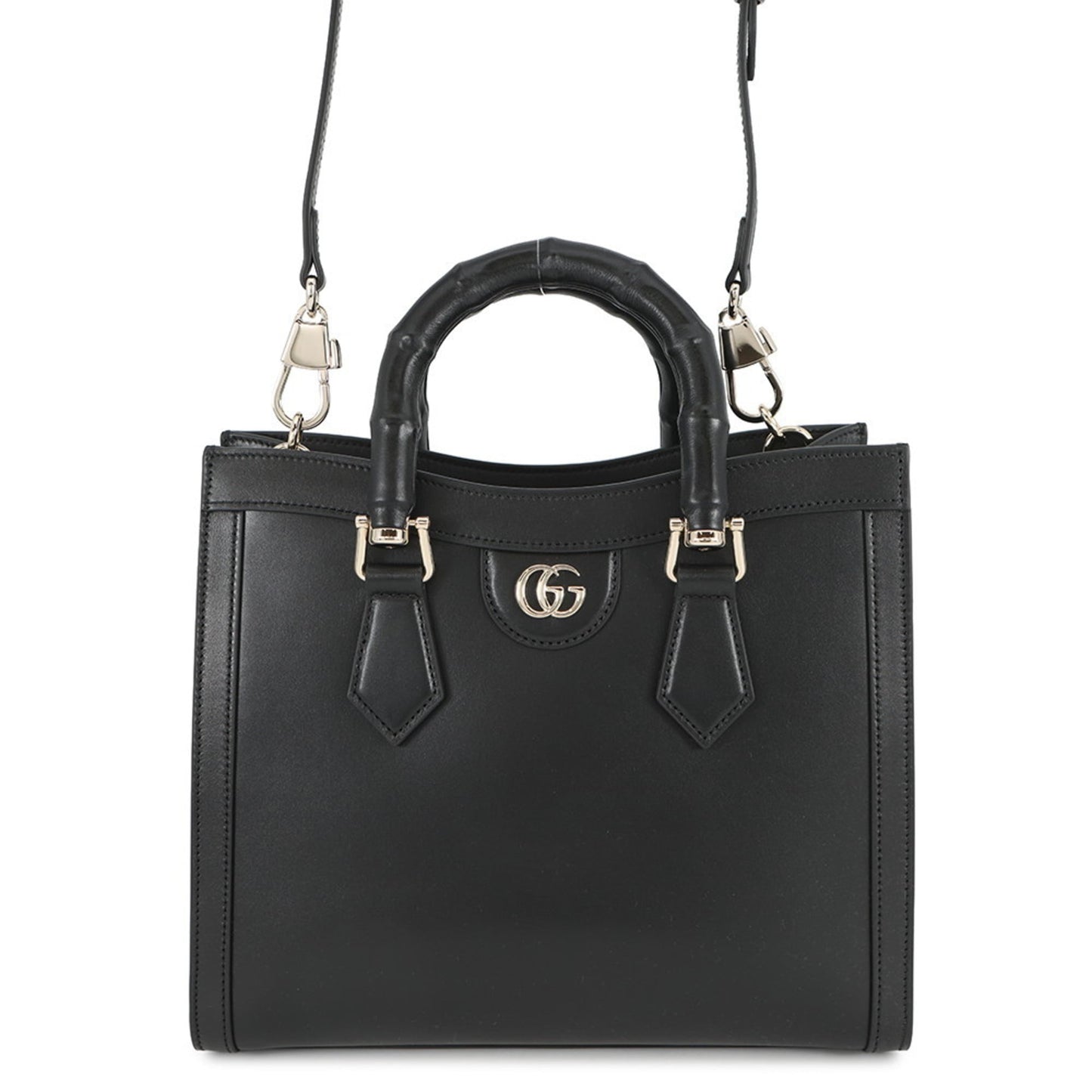 Gucci Black Leather Handbag Shoulder Bag Tote Bag ( )