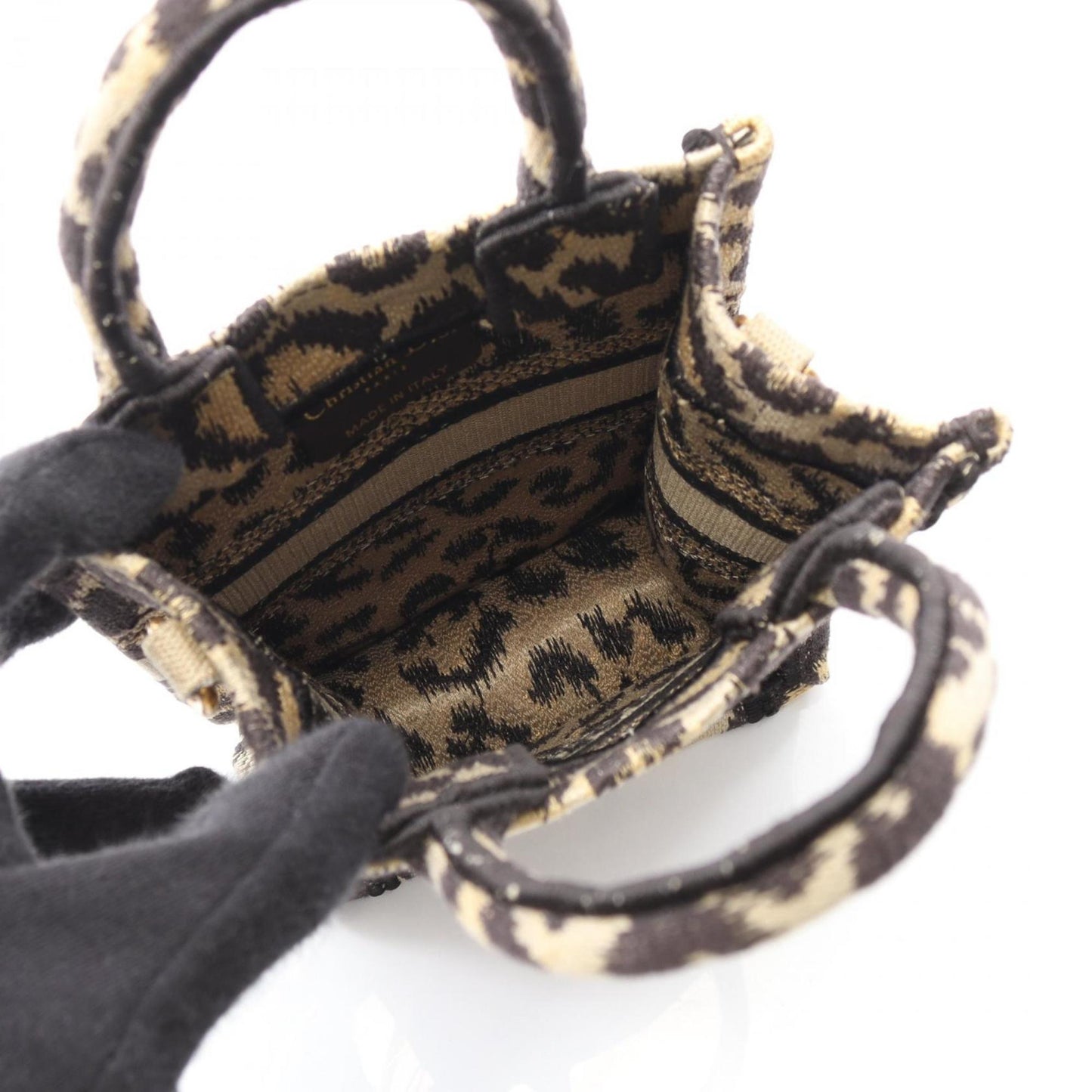 Christian Dior Beige Black Canvas Handbag Tote Bag ()