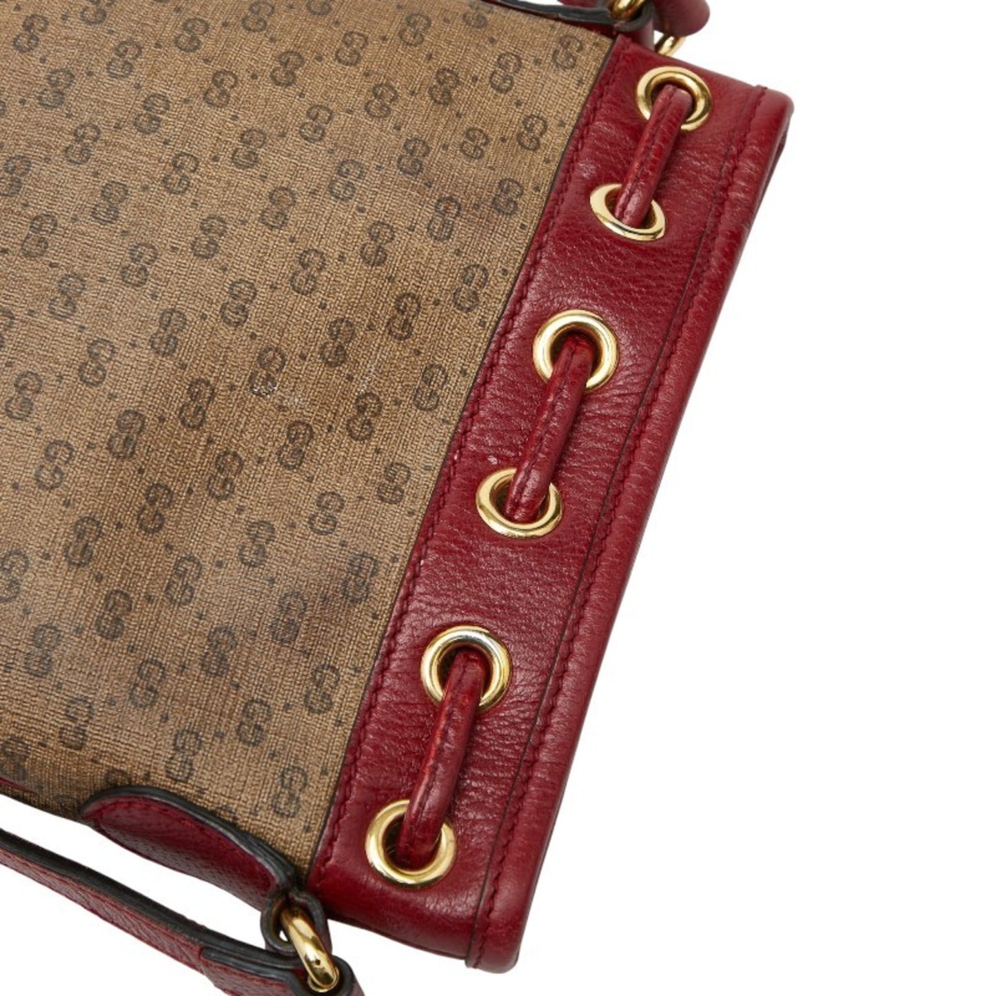 Gucci Beige Red Color Pvc Leather Shoulder Bag ( )