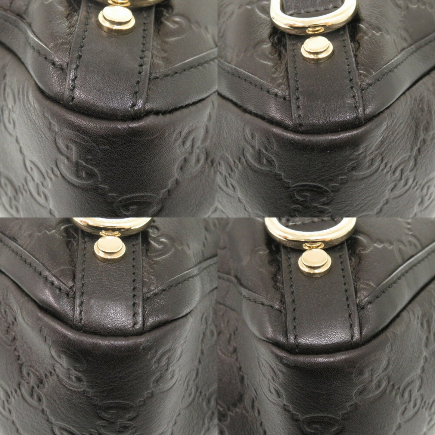 Gucci Black Leather Handbag Tote Bag ( )