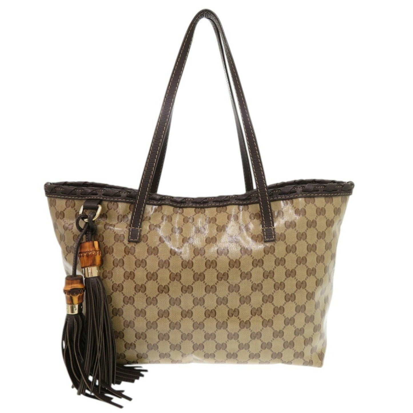 Gucci Beige Gg Crystal Leather Tote Bag ( )