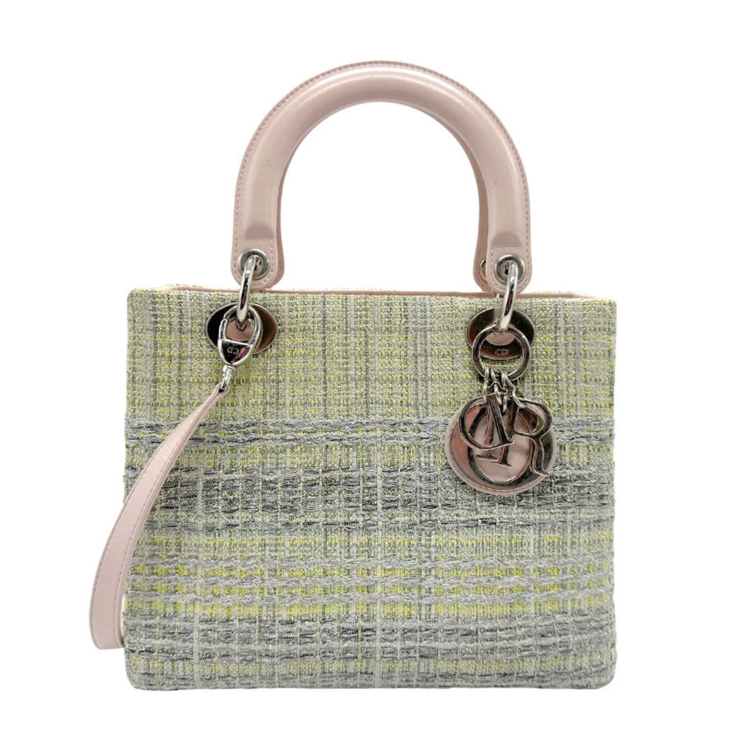 Christian Dior Silver Tweed Leather Handbag Shoulder Bag ()