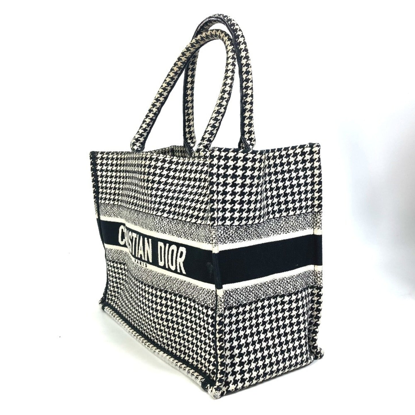 Christian Dior Black White Canvas Shoulder Bag Tote Bag ()