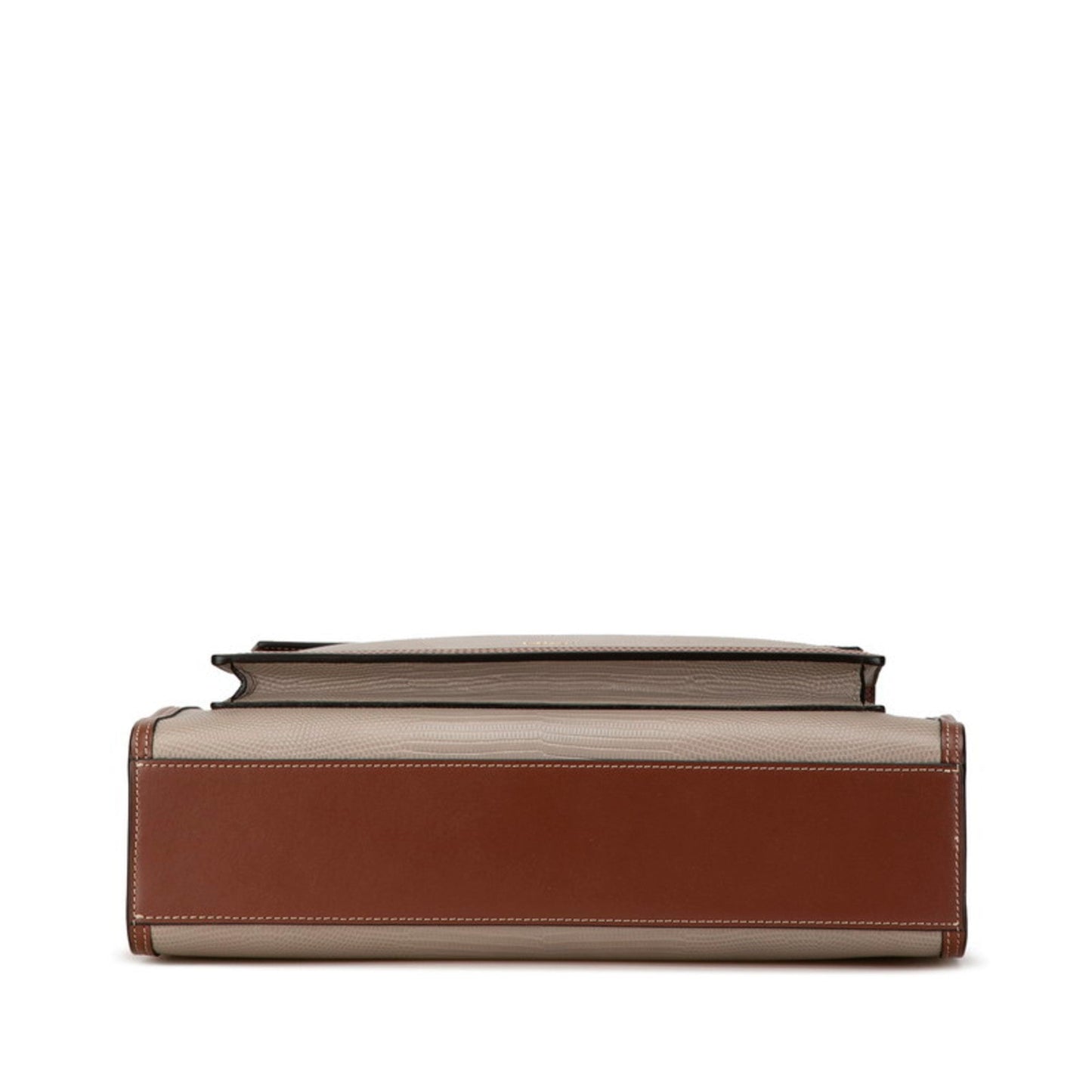 Burberry Brown Gray Leather Handbag Shoulder Bag ( )