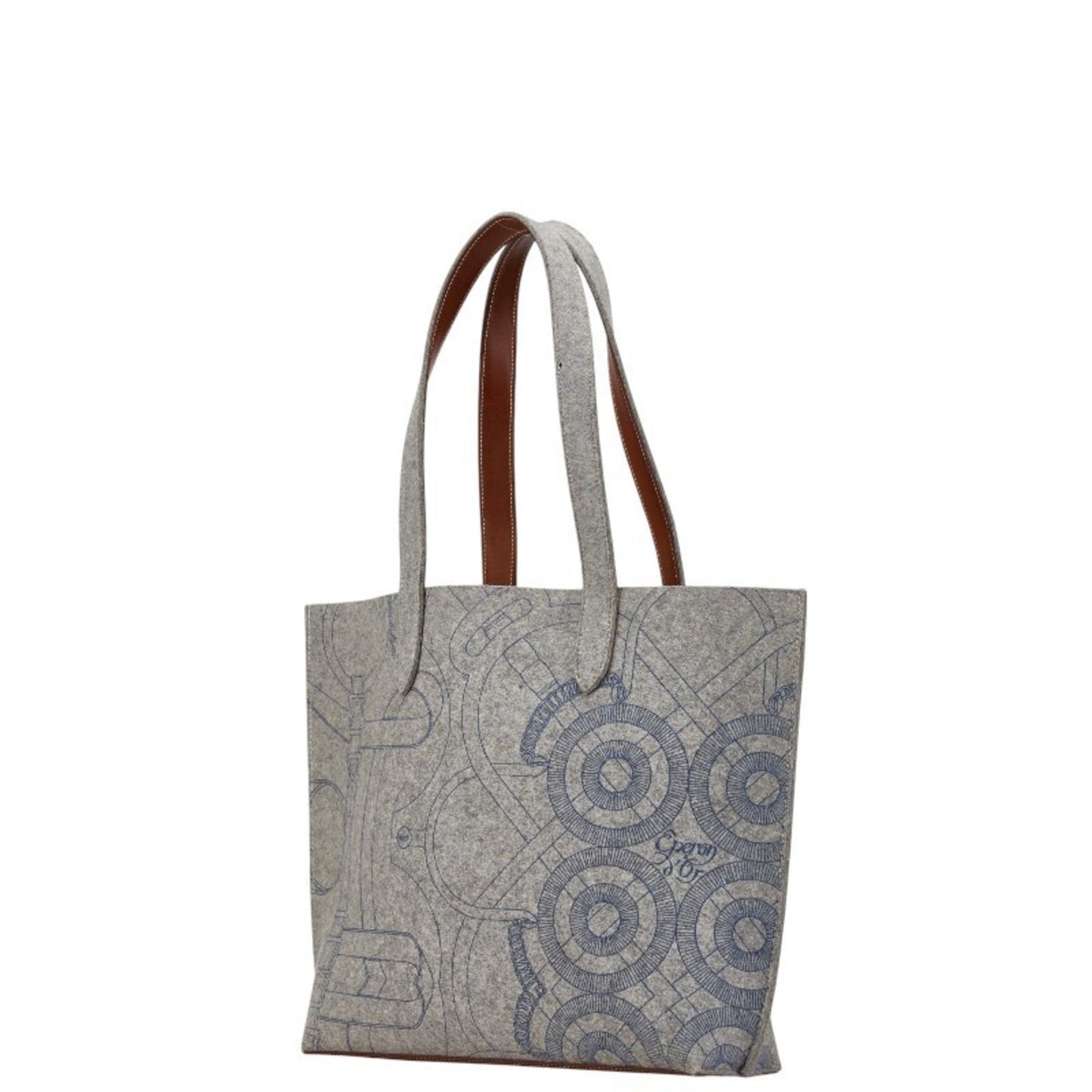 Hermes Gray Felt Leather Shoulder Bag Tote Bag ( )