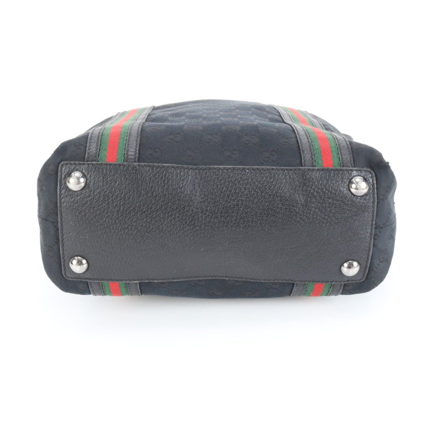 Gucci Black Leather Canvas Tote Bag ( )