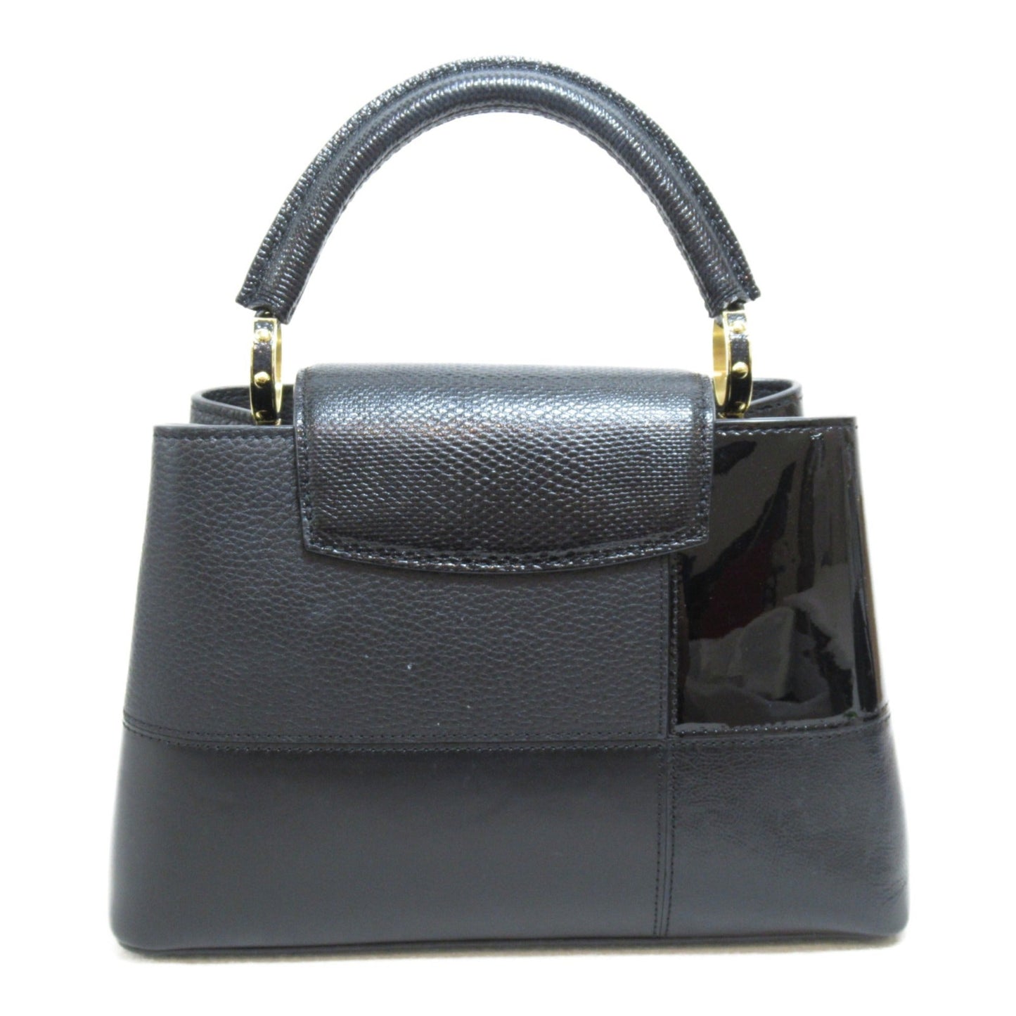 LOUIS VUITTON CapucineBB2way Shoulder Bag Black enamel Taurillon Clemence leather/snake