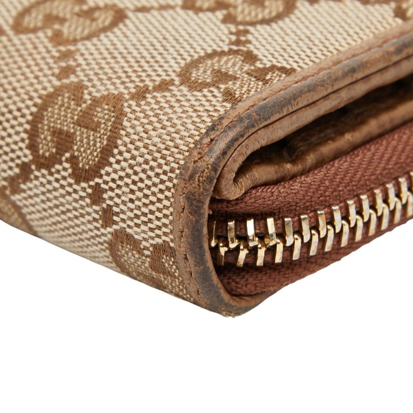 Gucci Beige Brown Canvas Leather Wallet (Bi-Fold) ( )