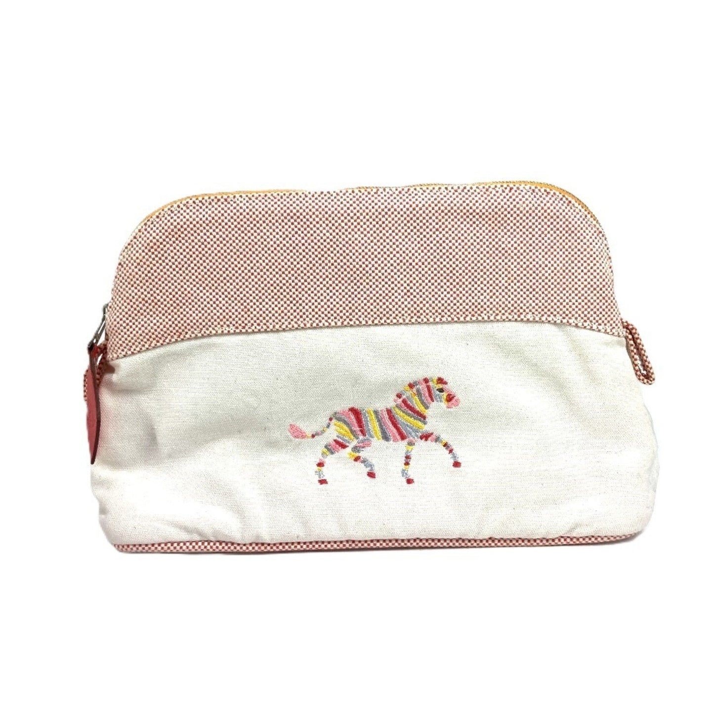Hermes Pink White Canvas Pouch Wash Bag ( )