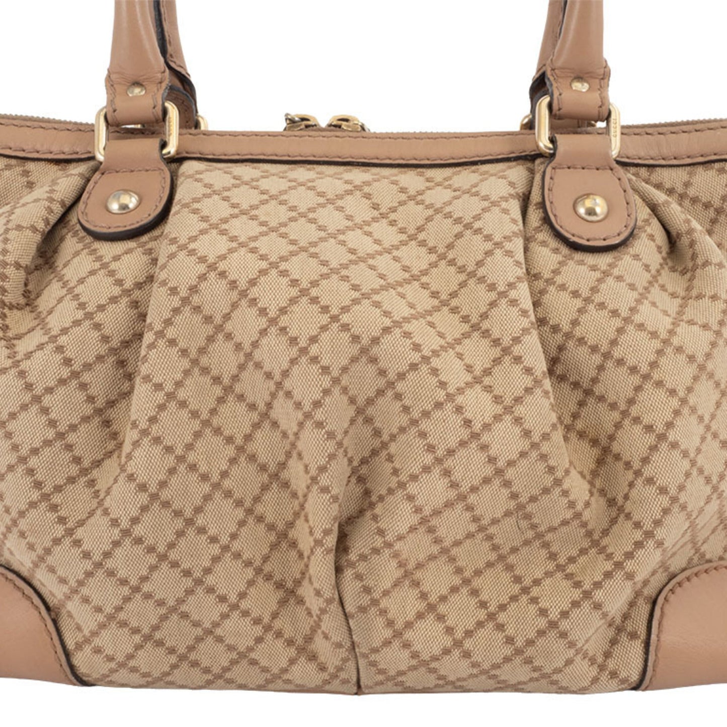 Gucci Diamante Beige Canvas Leather Handbag Shoulder Bag ( )