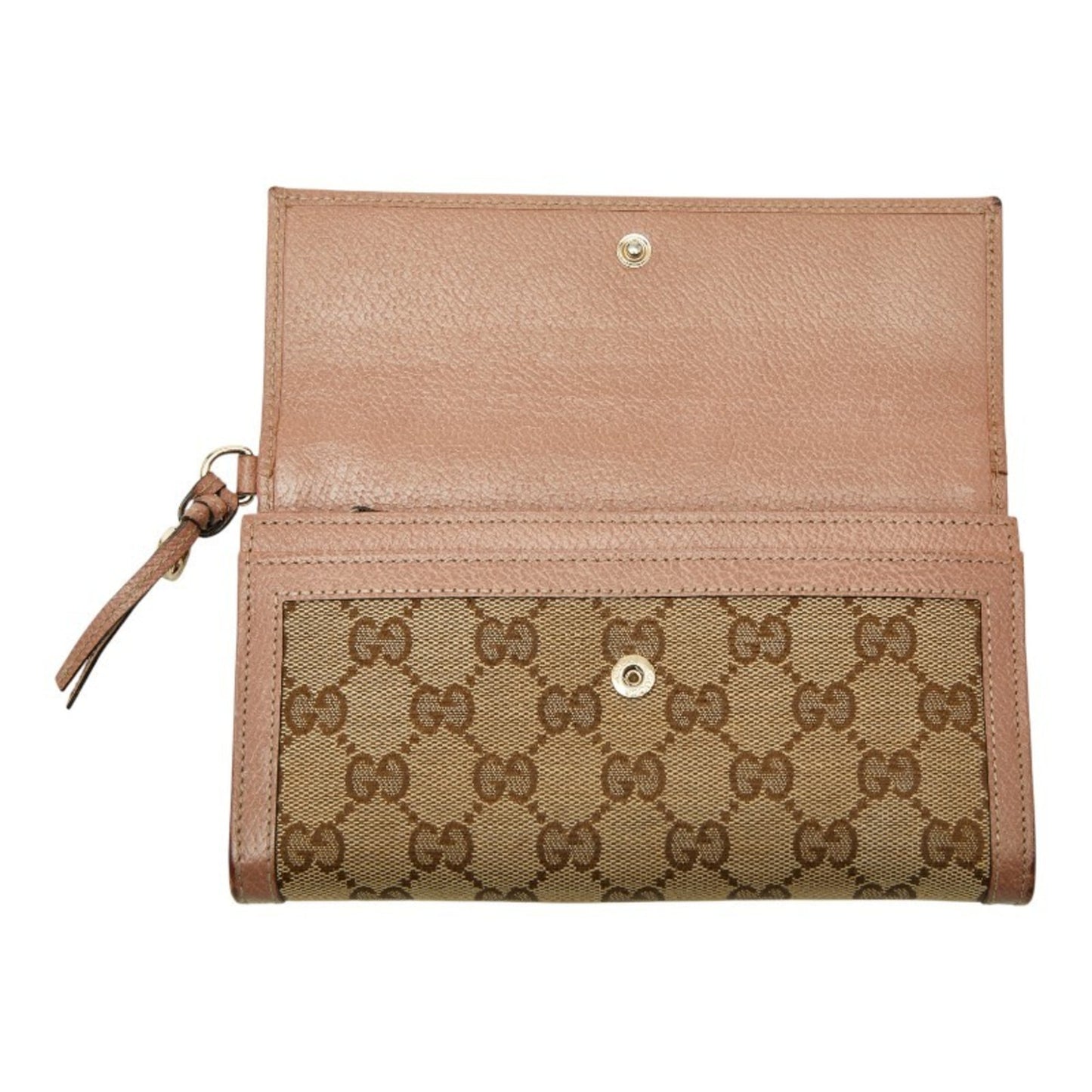 Gucci Beige Pink Canvas Leather Long Wallet (Bi-Fold) ( )