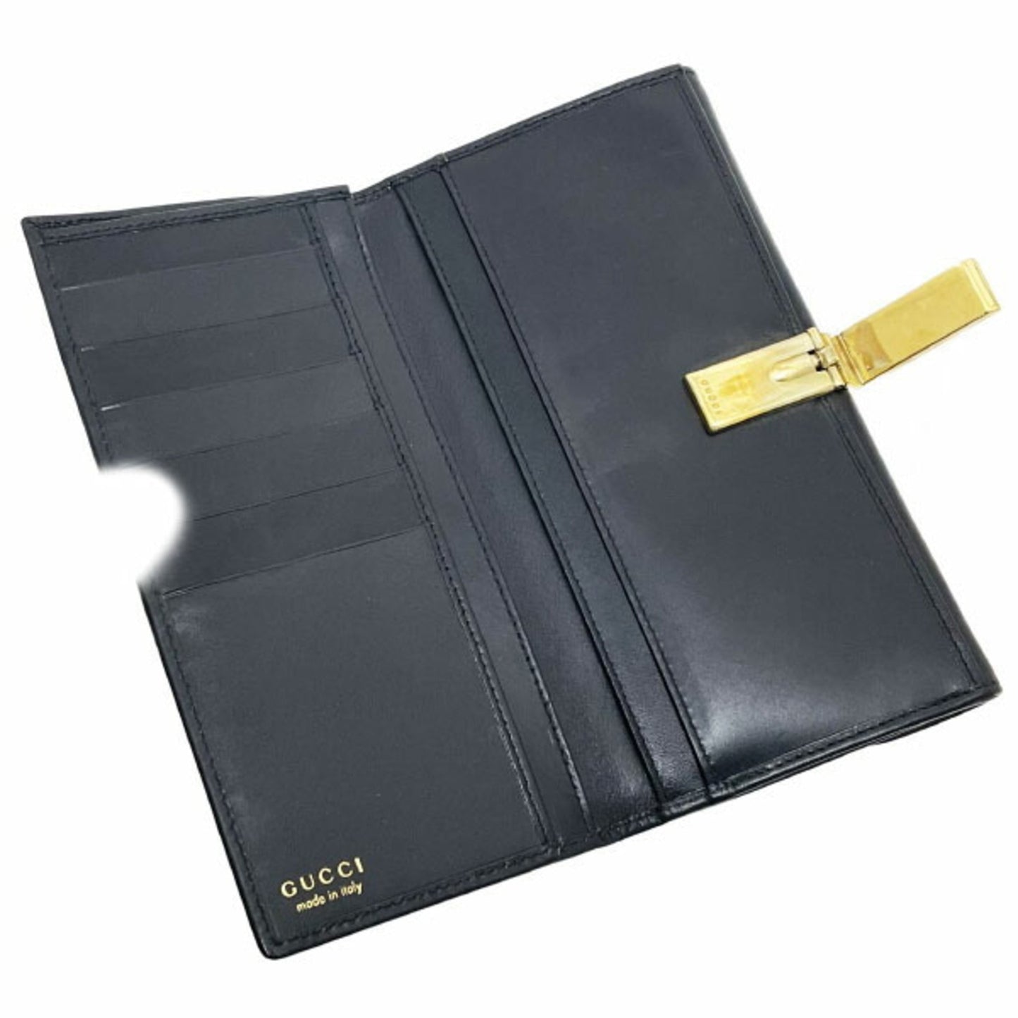 Gucci Black Leather Long Wallet (Bi-Fold) ( )