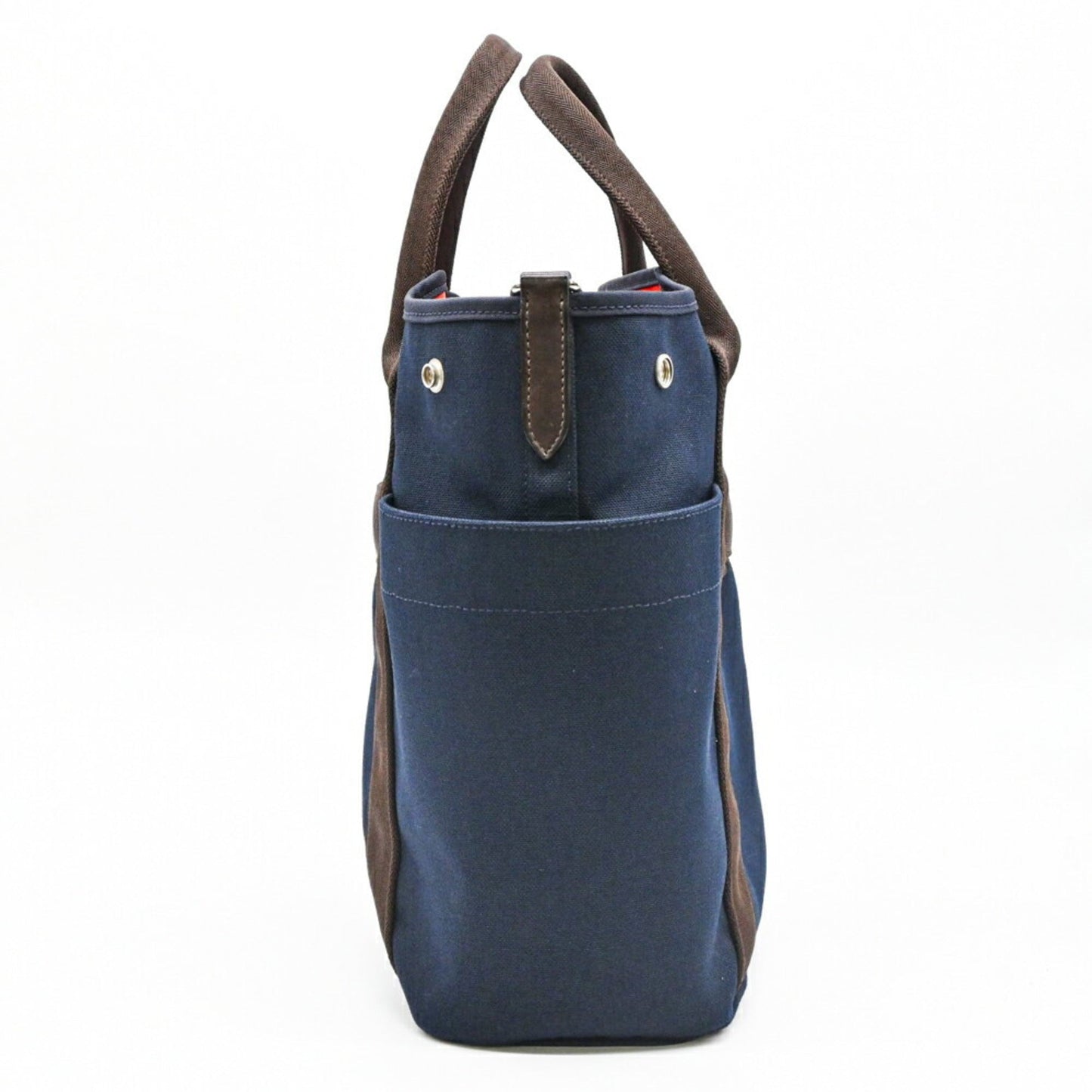 Hermes Navy Orange Canvas Handbag Tote Bag ( )
