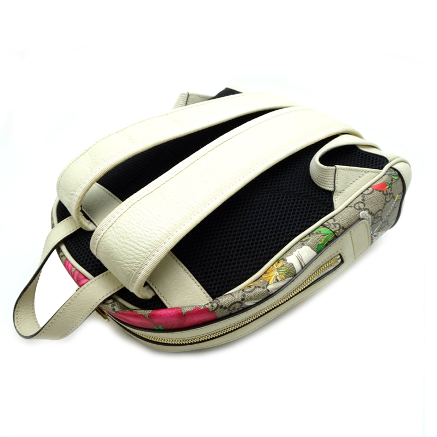 Gucci Beige White Gg Supreme Leather Backpack ( )