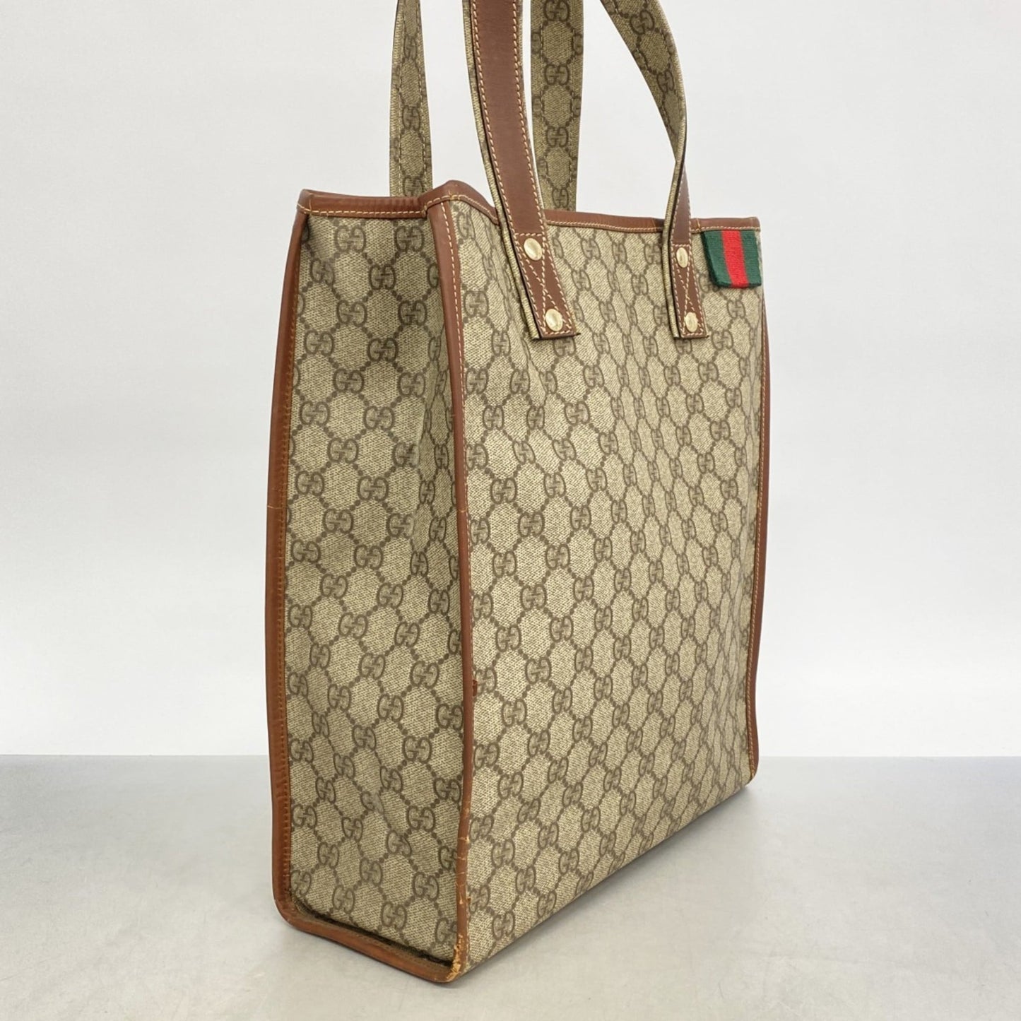 Gucci Beige Brown Pvc Tote Bag ( )