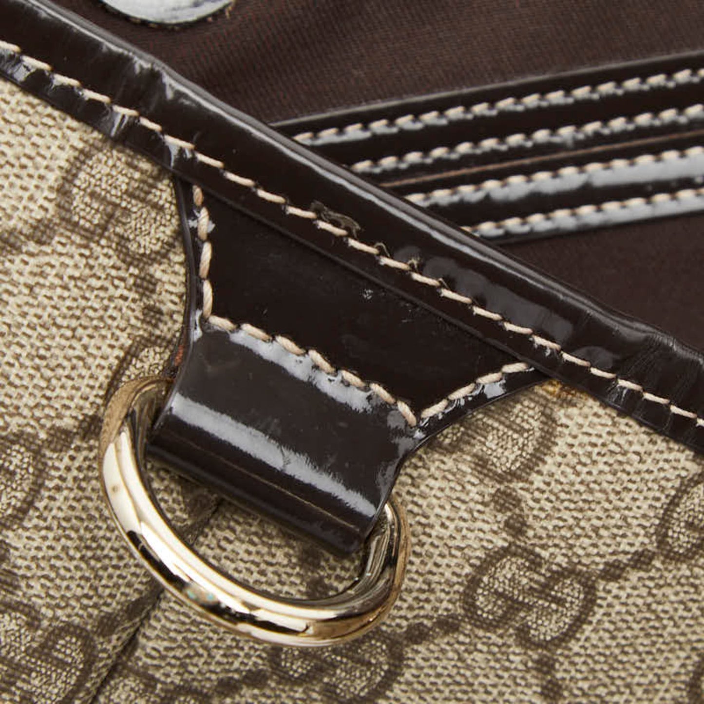 Gucci Beige Brown Pvc Leather Handbag Tote Bag ( )