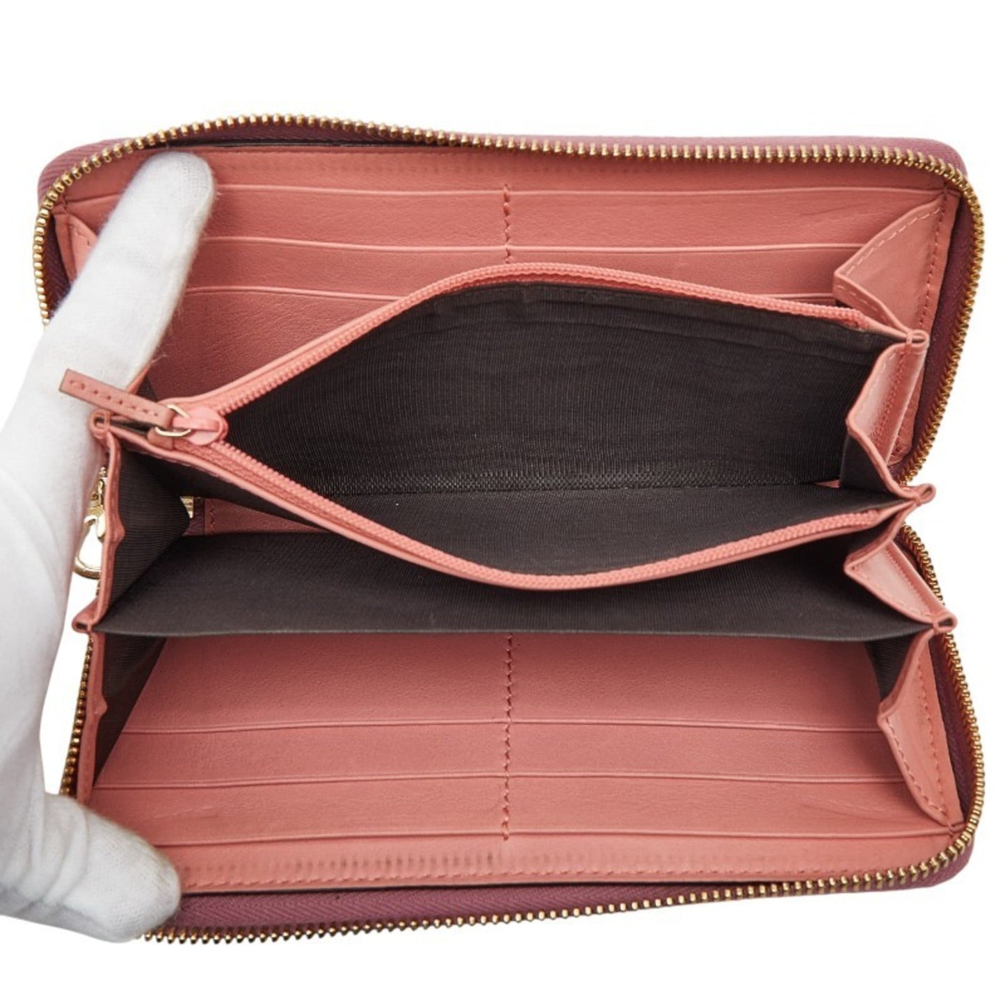 Gucci Pink Red Color Leather Long Wallet (Bi-Fold) ( )