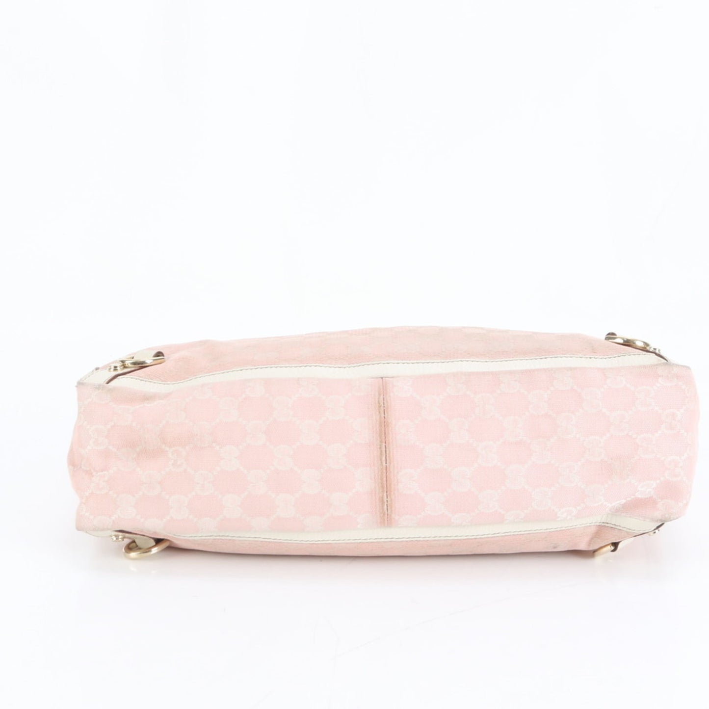 Gucci Pink Beige Leather Canvas Tote Bag ( )