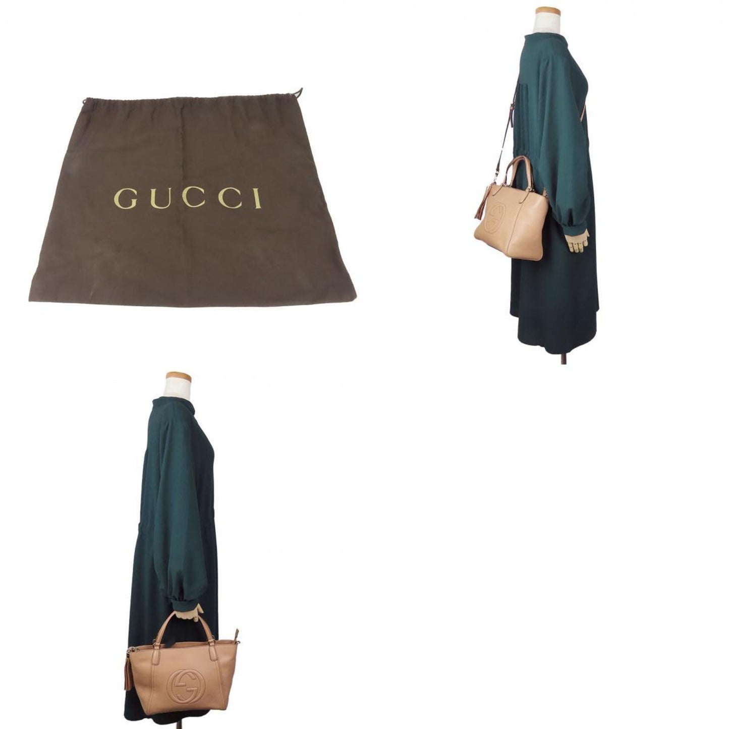 Gucci Beige Leather Handbag Shoulder Bag ( )