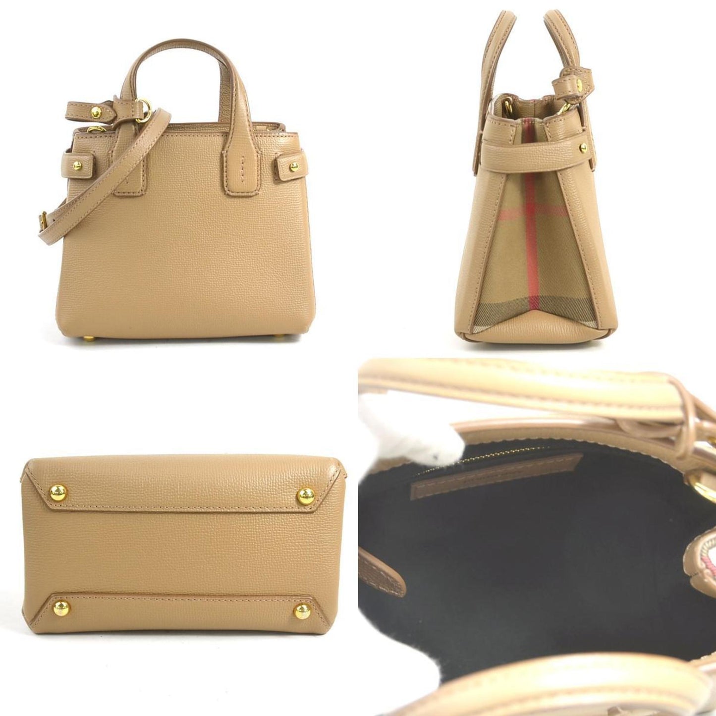 Burberry Camel Leather Canvas Handbag Shoulder Bag ( )