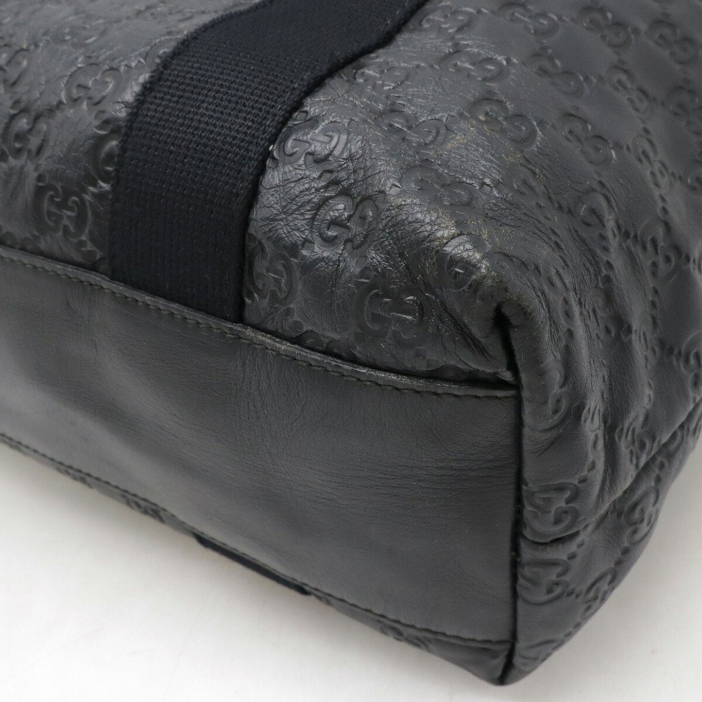 Gucci Black Rubber Leather Shoulder Bag Tote Bag ( )
