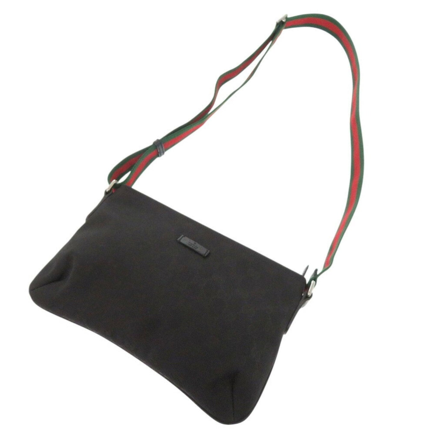 Gucci Black Green Red Color Gg Canvas Leather Shoulder Bag ( )