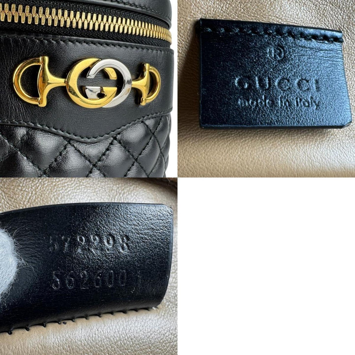 Gucci Black Gold Leather Metal Shoulder Bag ( )