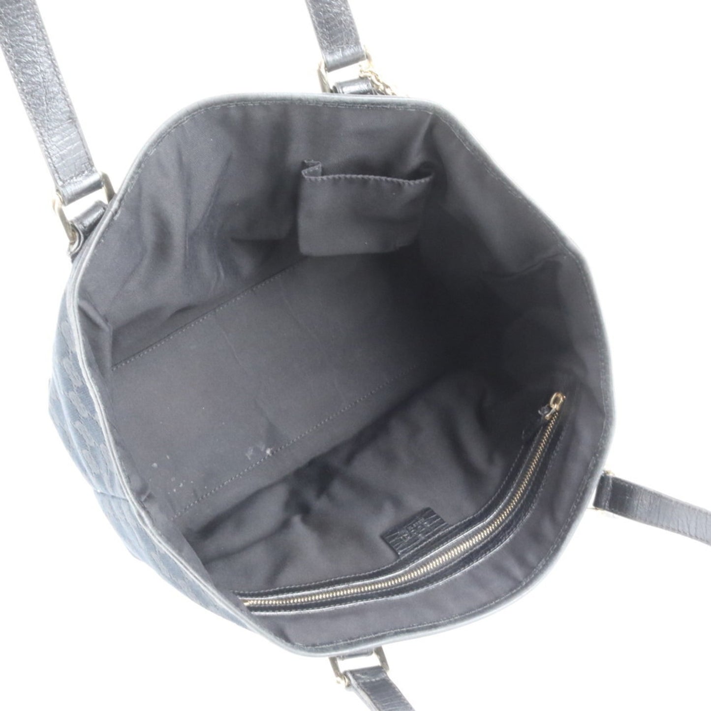 Gucci Black Leather Canvas Tote Bag ( )