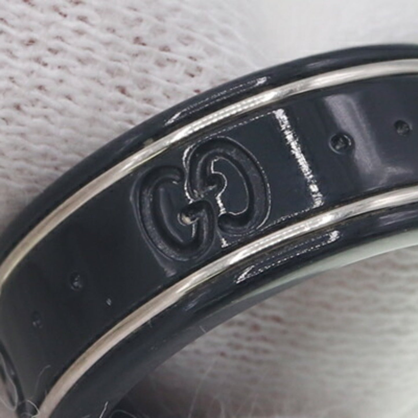 Gucci Silver Black White Gold (18K) Band Ring ( )